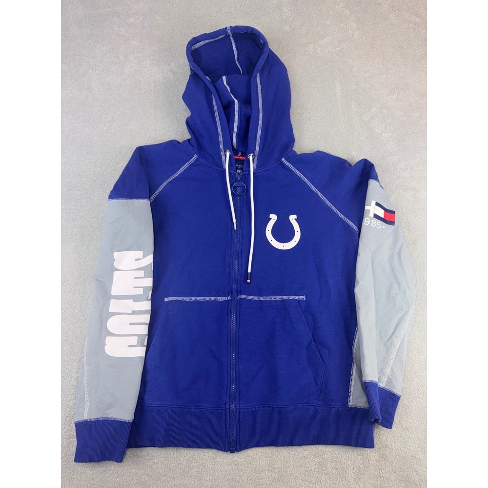 Tommy Hilfiger NFL Indianapolis Colts Boys Blue Grey Full Zip Hoodie Size M